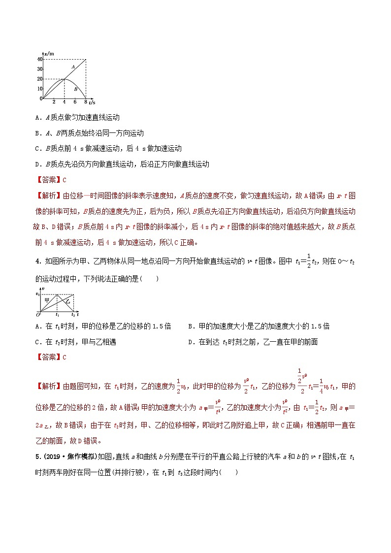 高考物理一轮复习课时训练专题02运动图像追及和相遇问题（含解析）第2页