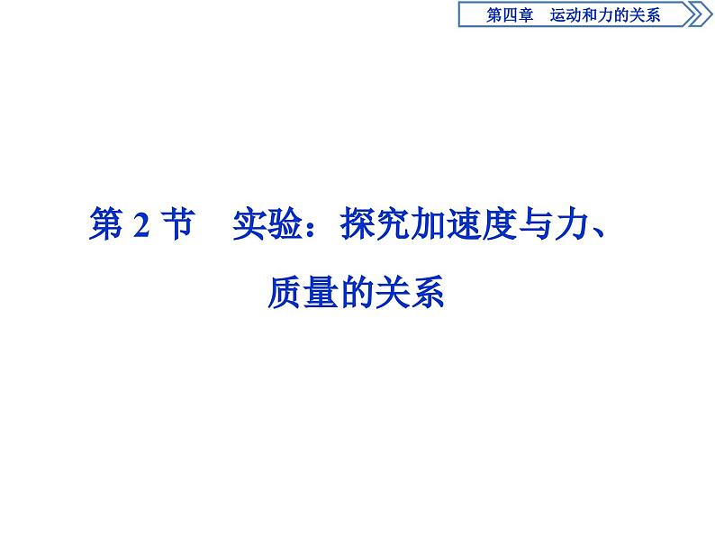 人教版物理必修第一册讲义课件第四章　运动和力的关系  2 第2节　实验：探究加速度与力、质量的关系 (含解析)01