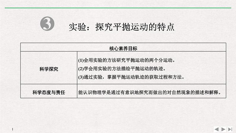 人教版物理必修第二册同步讲义课件第5章 抛体运动 3 实验：探究平抛运动的特点 (含解析)01