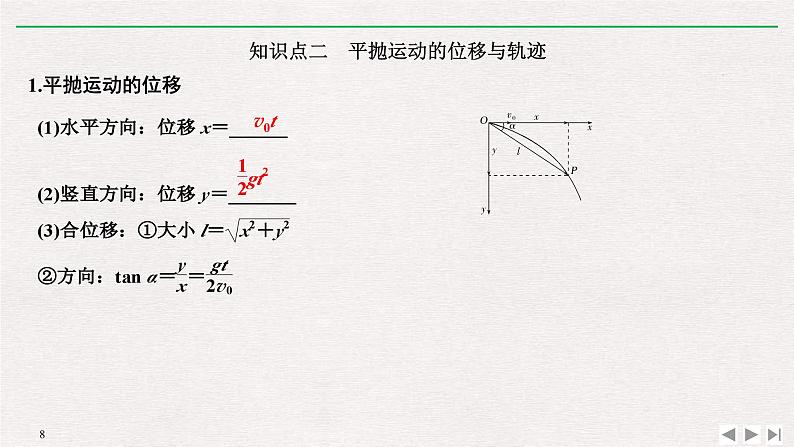 人教版物理必修第二册同步讲义课件第5章 抛体运动 4 抛体运动的规律 (含解析)第8页