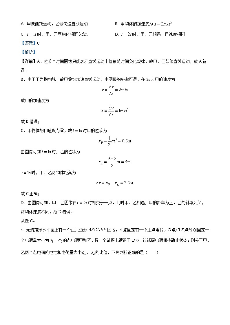 安徽省阜阳市2022-2023学年高一物理下学期期末试题（Word版附解析）03
