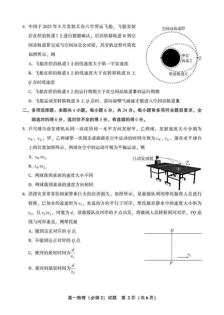 福建省漳州市2022-2023学年高一下学期期末考试物理试题02