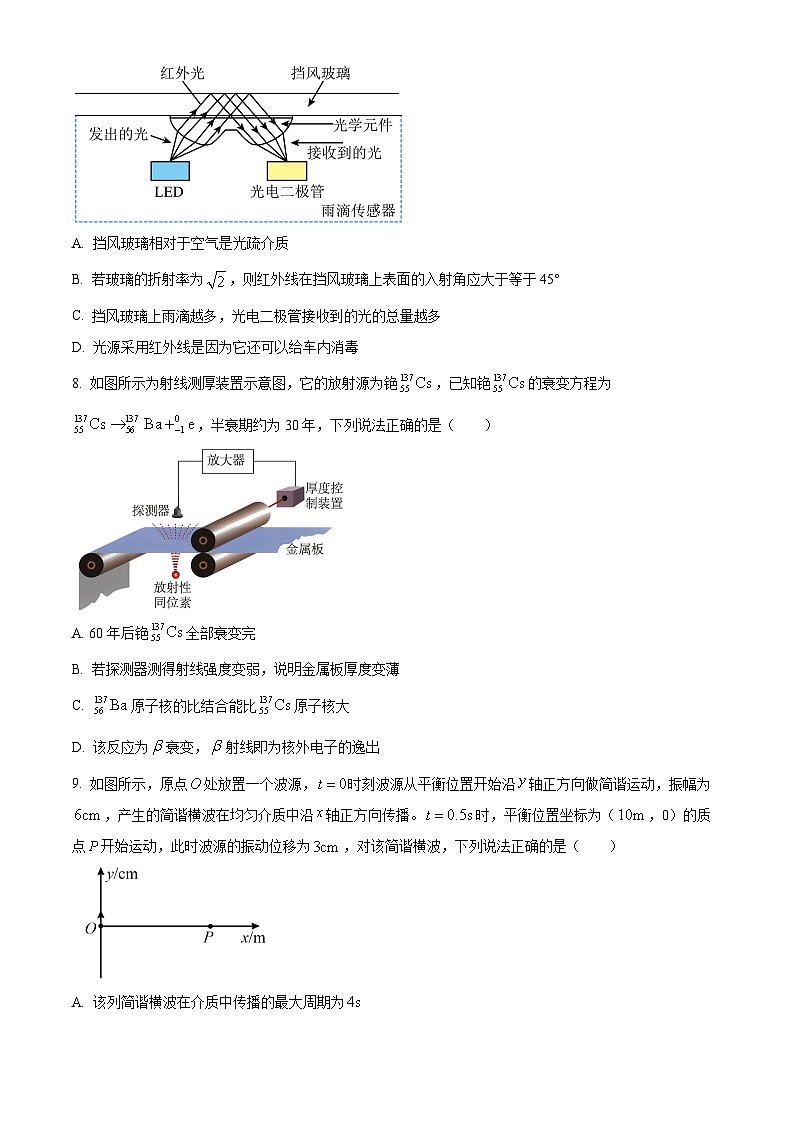 2023金华十校高二下学期期末物理试题含解析03
