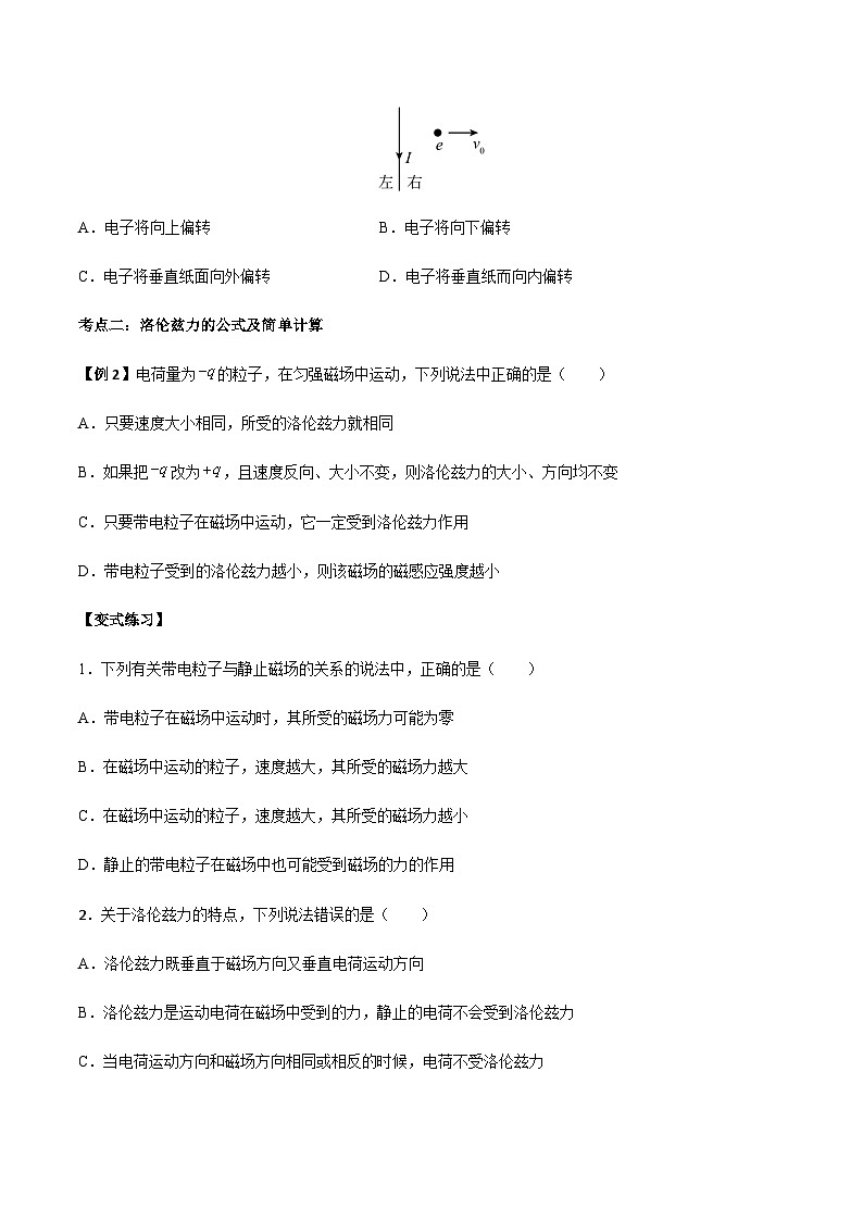 1.2 磁场对运动电荷的作用力2023-2024学年高二物理下学期同步学案+典例+练习（人教版2019选择性必修第二册）03