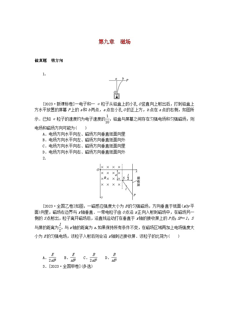 新高考2024版高考物理一轮复习微专题小练习第九章磁场无答案01