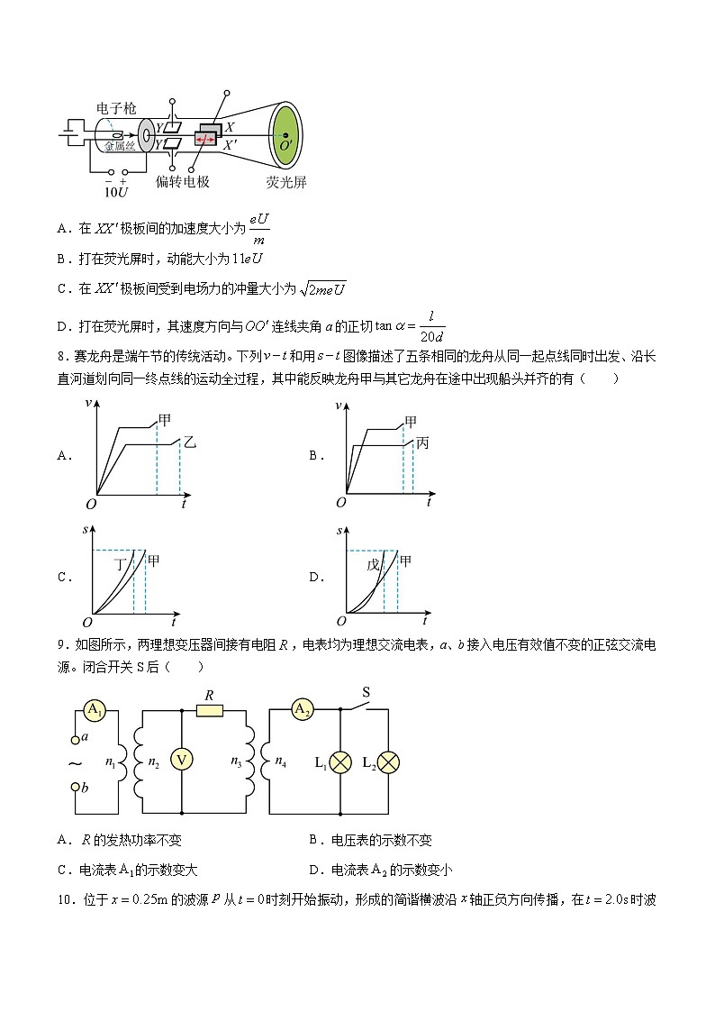 2023届湖北省武汉市黄陂区第一中学盘龙校区高三下学期6月考前冲刺物理试题(无答案)03