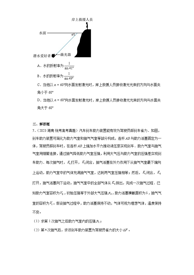 高考物理湖南卷3年（2021-2023）真题汇编-热学、光学、近代物理03