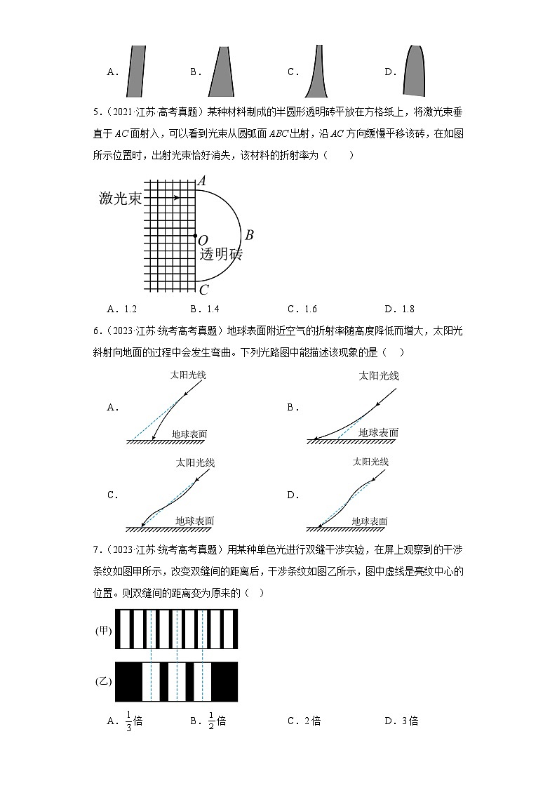 高考物理江苏卷3年（2021-2023）真题汇编-热学、光学、近代物理02