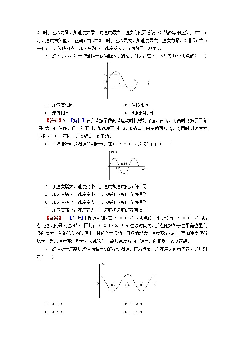 2023年新教材高中物理第2章机械振动1简谐运动课后提升训练新人教版选择性必修第一册02