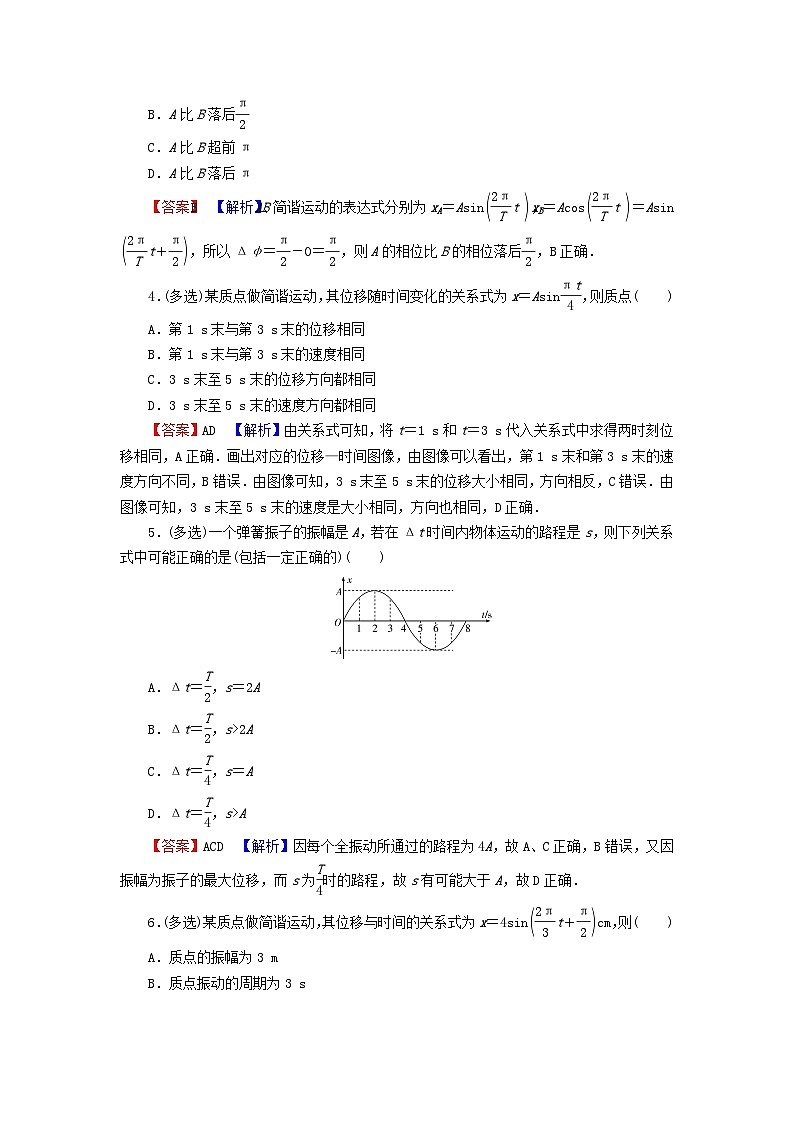 2023年新教材高中物理第2章机械振动2简谐运动的描述课后提升训练新人教版选择性必修第一册第2页