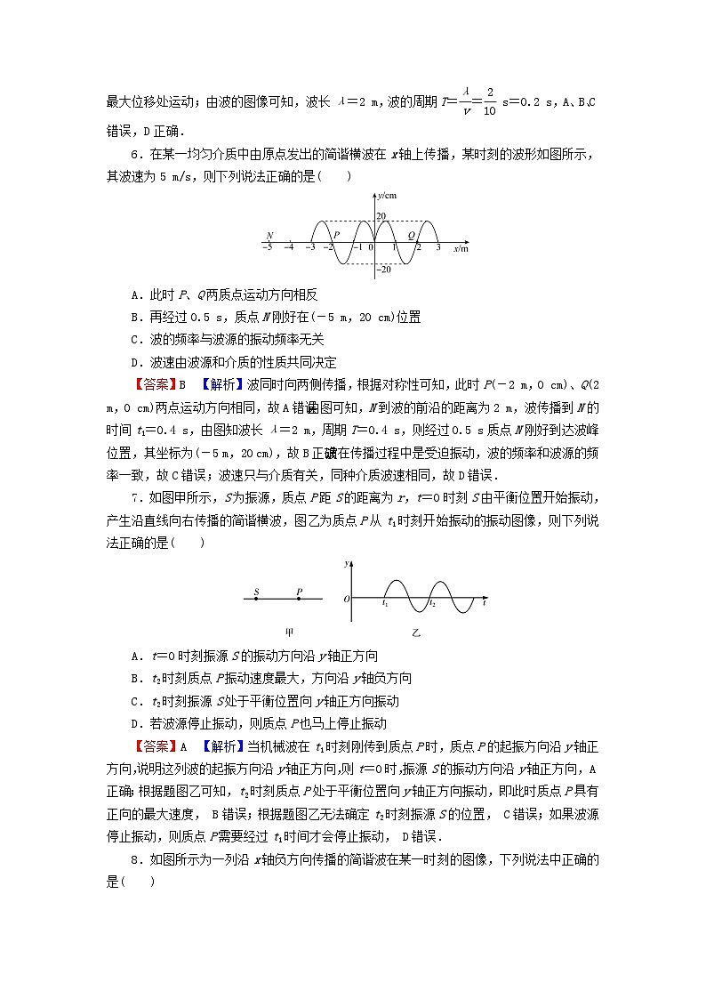 2023年新教材高中物理第3章机械波2波的描述课后提升训练新人教版选择性必修第一册03