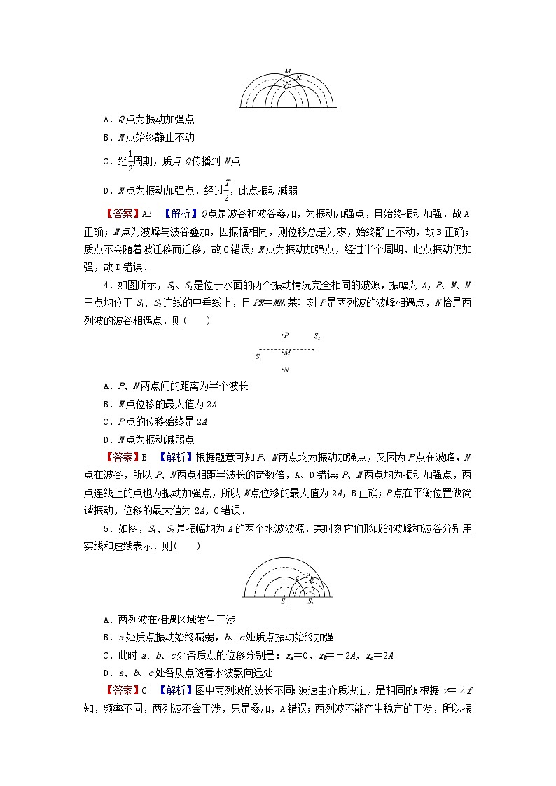 2023年新教材高中物理第3章机械波4波的干涉课后提升训练新人教版选择性必修第一册02