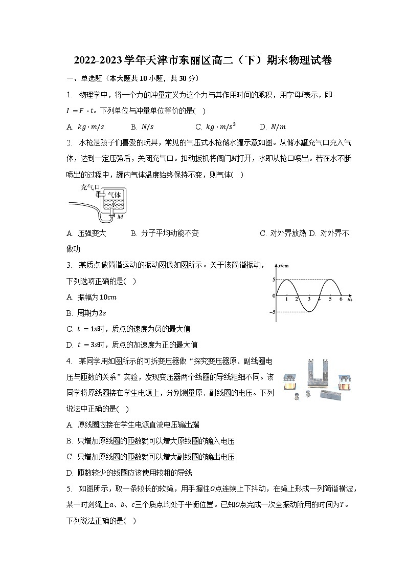 2022-2023学年天津市东丽区高二（下）期末物理试卷（含解析）01