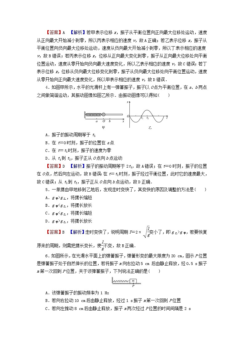 2023年新教材高中物理达标检测卷2第2章机械振动新人教版选择性必修第一册02