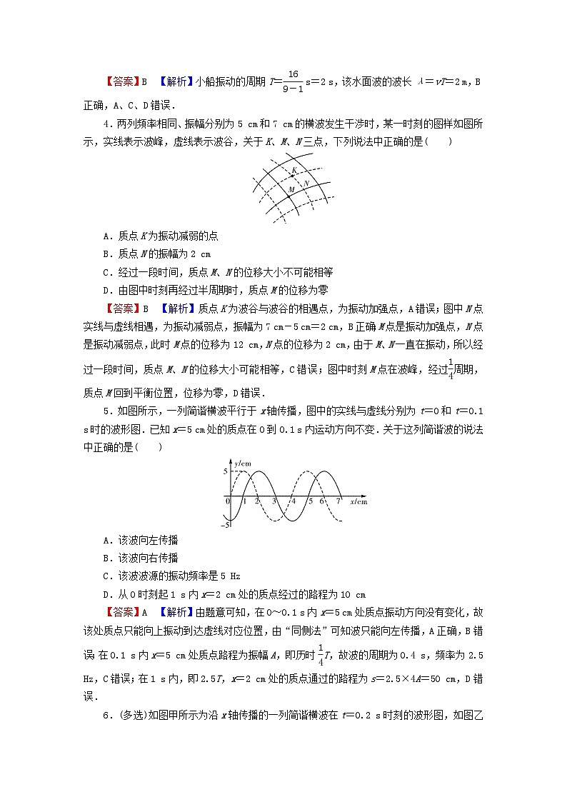 2023年新教材高中物理专练3机械波粤教版选择性必修第一册02