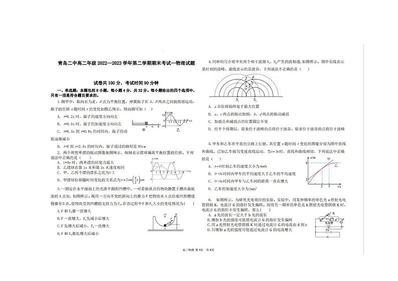 山东省青岛第二中学2022-2023学年高二下学期期末考试物理试题02