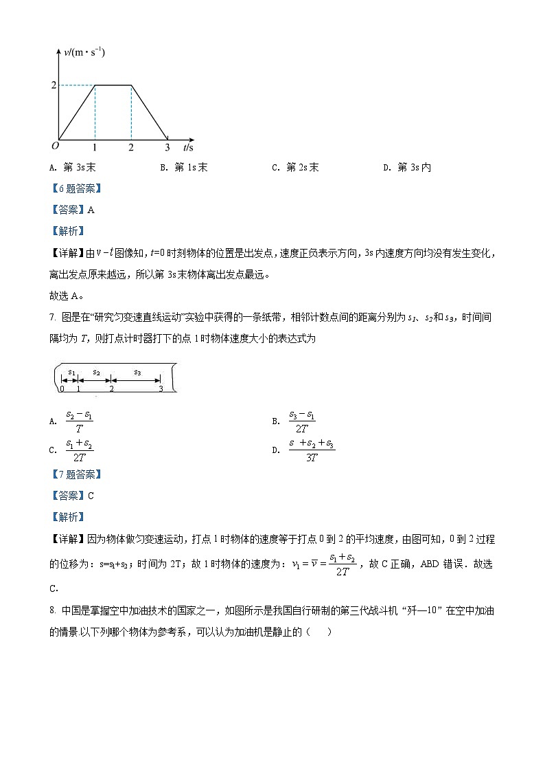 2022年江苏省1月普通高中学业水平合格性考试押题密卷物理试题（含解析）03