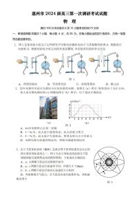 2024届广东省惠州市高三第一次调研考试物理试题（含答案）