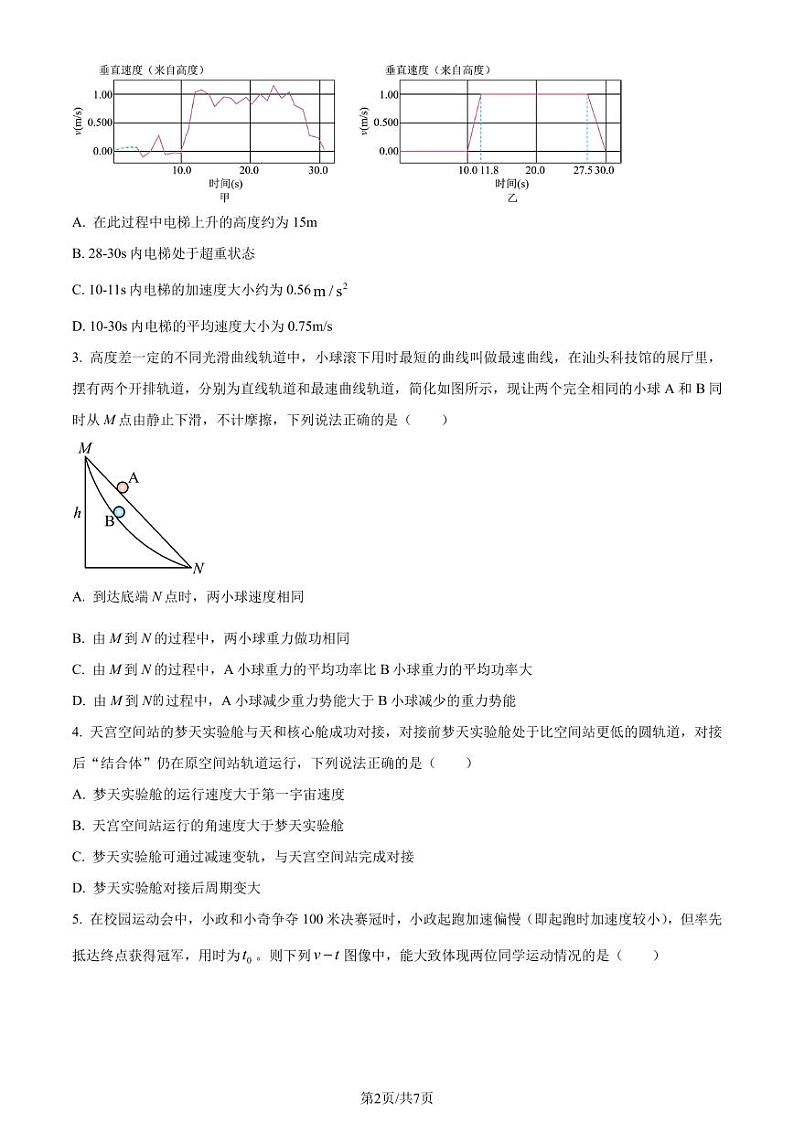 广东汕头2022-2023学年高一下学期普通高中教学质量监测物理试题（原卷版+解析版）02