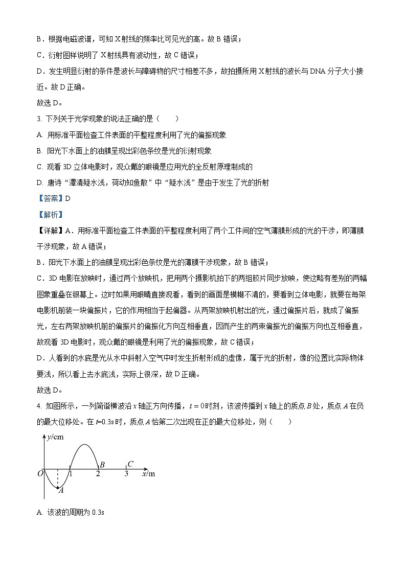 精品解析：新疆兵团第三师图木舒克市鸿德实验学校高二下学期期中物理试题02