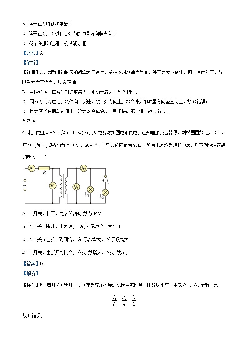 精品解析：福建省福州市多所学校高二下学期期中联考物理试题（解析版）第3页