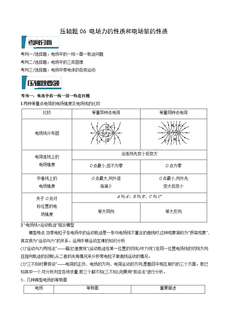 压轴题06 电场力的性质和电场能的性质（解析版）第1页