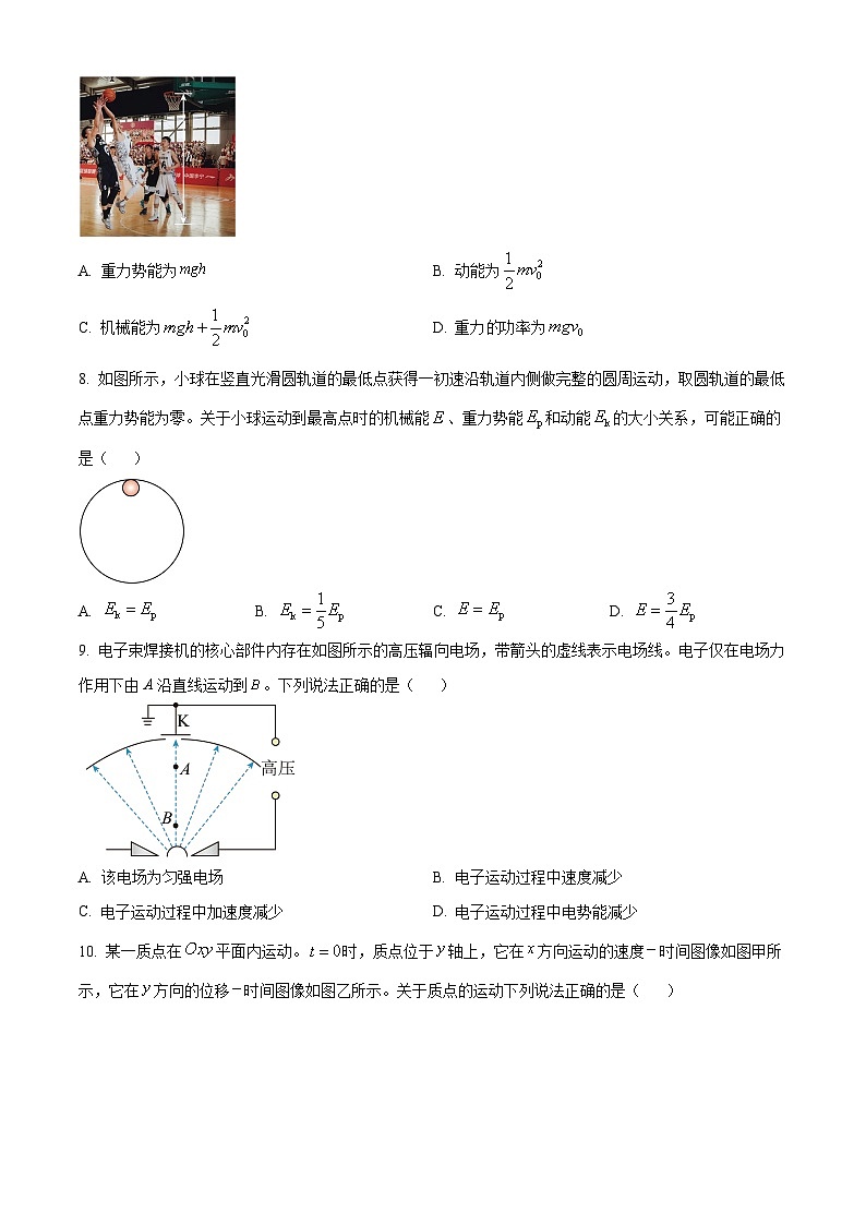 2023台州高一下学期期末物理试题含解析03