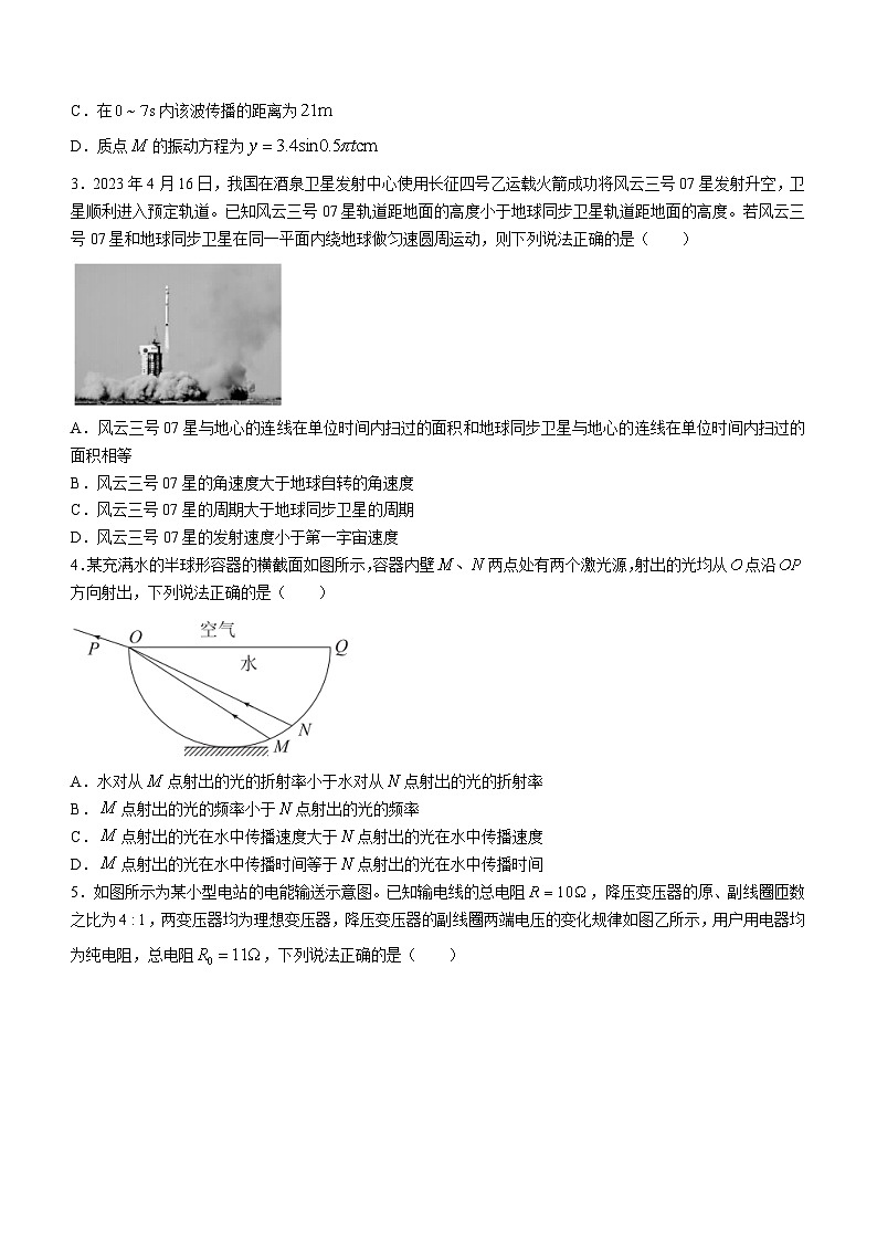 湖南省名校联盟2022-2023学年高二物理下学期期末联考试题（Word版附解析）02