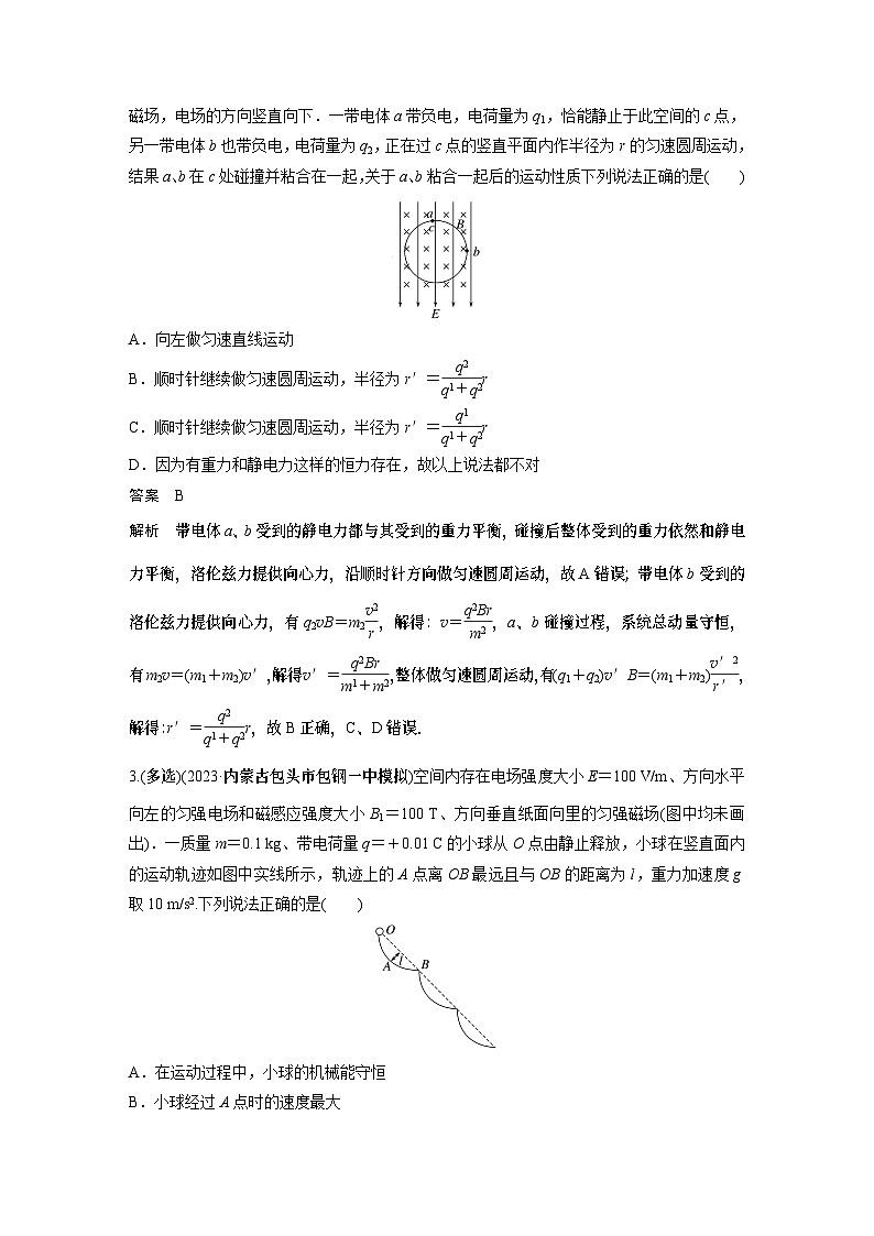 高考复习 第十一章微专题75 带电粒子在叠加场中的运动试卷第2页