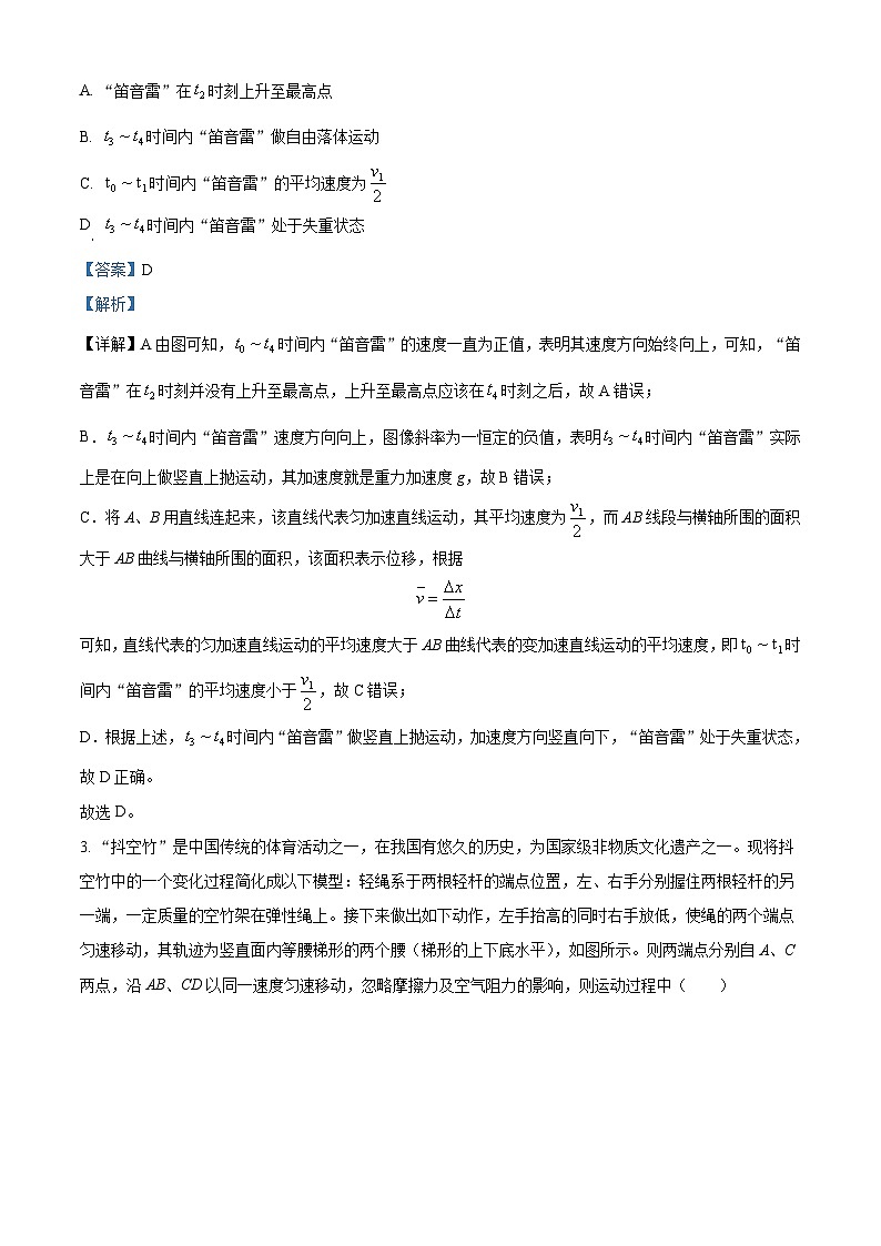 湖南师范大学附属中学2024届高三物理摸底考试试题（高二期末）（Word版附解析）02