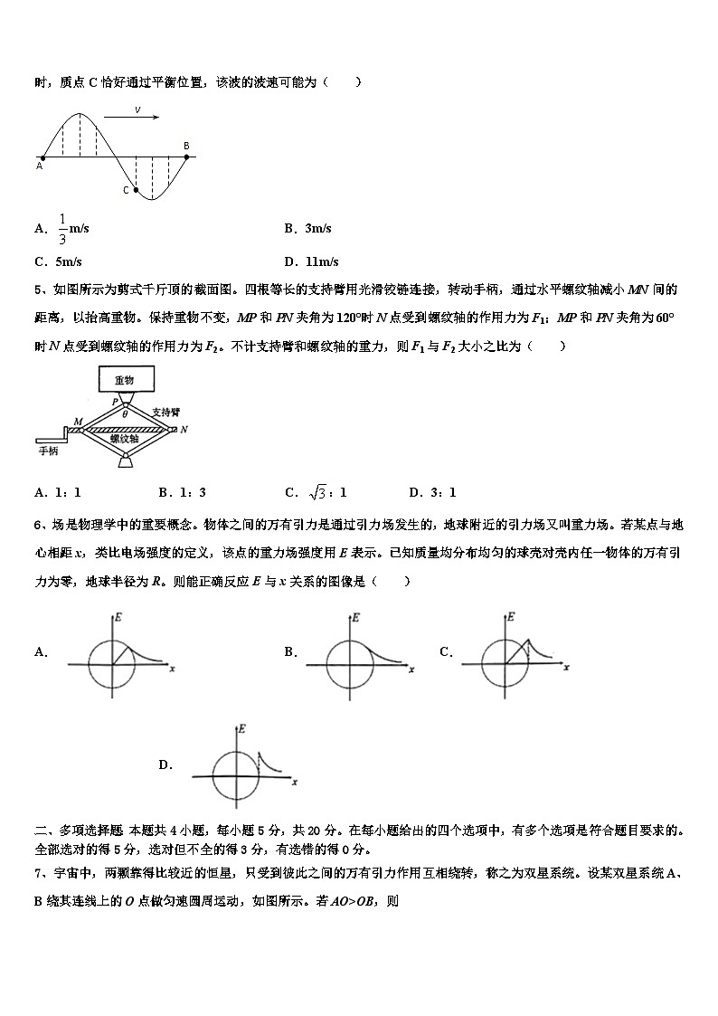广东省广州市番禺区禺山高级中学2023届高三物理试题教学情况调查（一）物理试题第2页