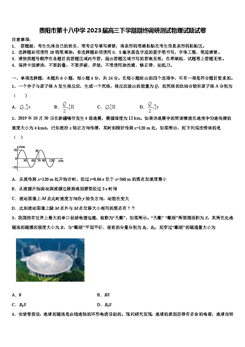 贵阳市第十八中学2023届高三下学期期终调研测试物理试题试卷第1页