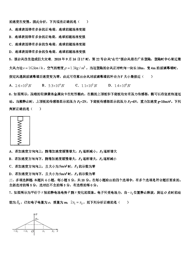贵阳市第十八中学2023届高三下学期期终调研测试物理试题试卷第2页