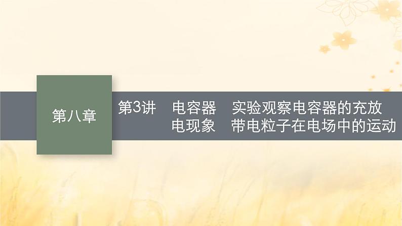 适用于新教材2024版高考物理一轮总复习第8章静电场第3讲电容器实验：观察电容器的充放电现象带电粒子在电场中的运动课件01