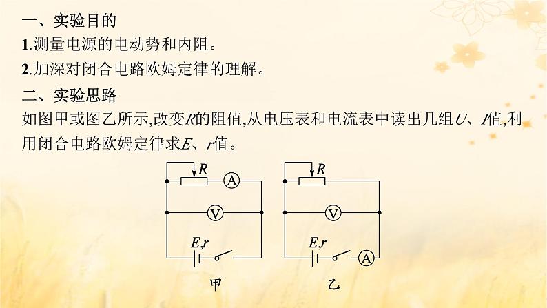 适用于新教材2024版高考物理一轮总复习第9章电路实验探究课12测定电源的电动势和内阻课件04