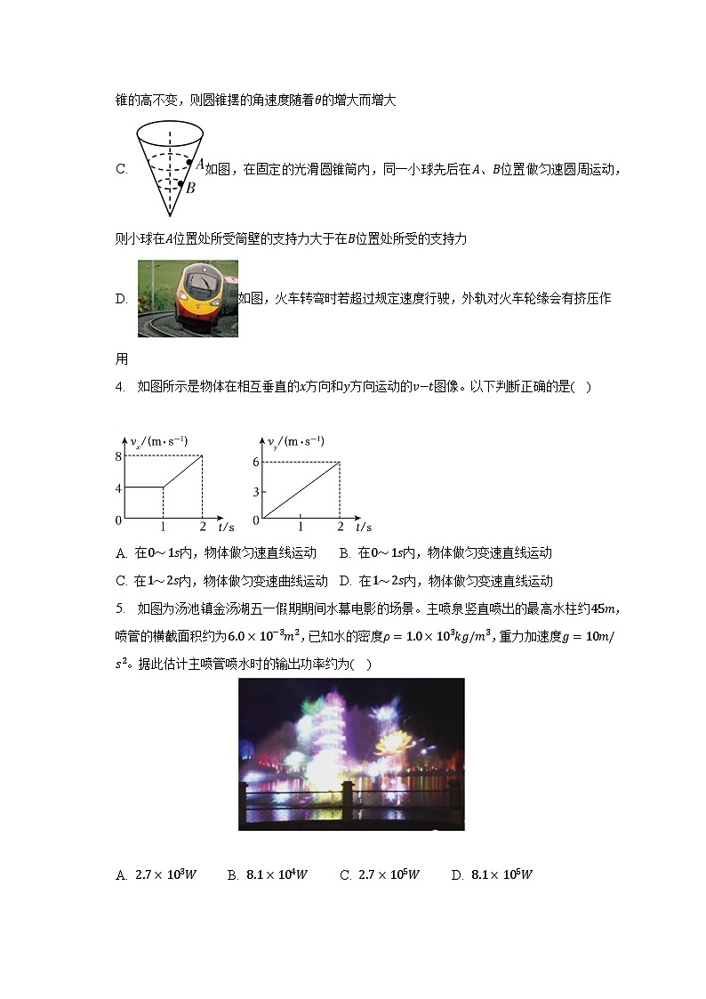2022-2023学年安徽省合肥市庐江县高一（下）期末物理试卷（含解析）第2页