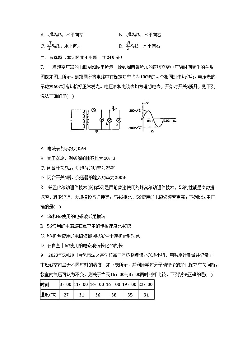 2022-2023学年广西百色市高二（下）期末物理试卷（含解析）03