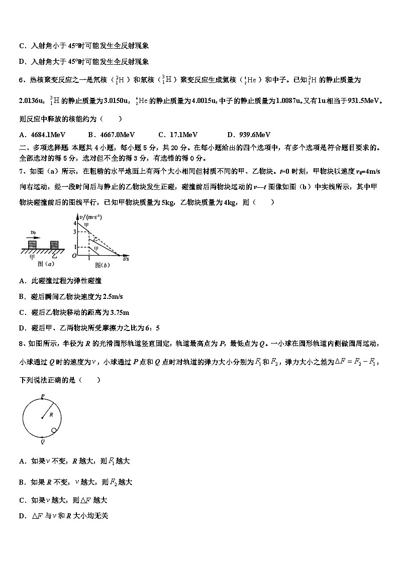 2022-2023学年四川省眉山市仁寿南校区高三复习质量监测（五）物理试题文试卷03