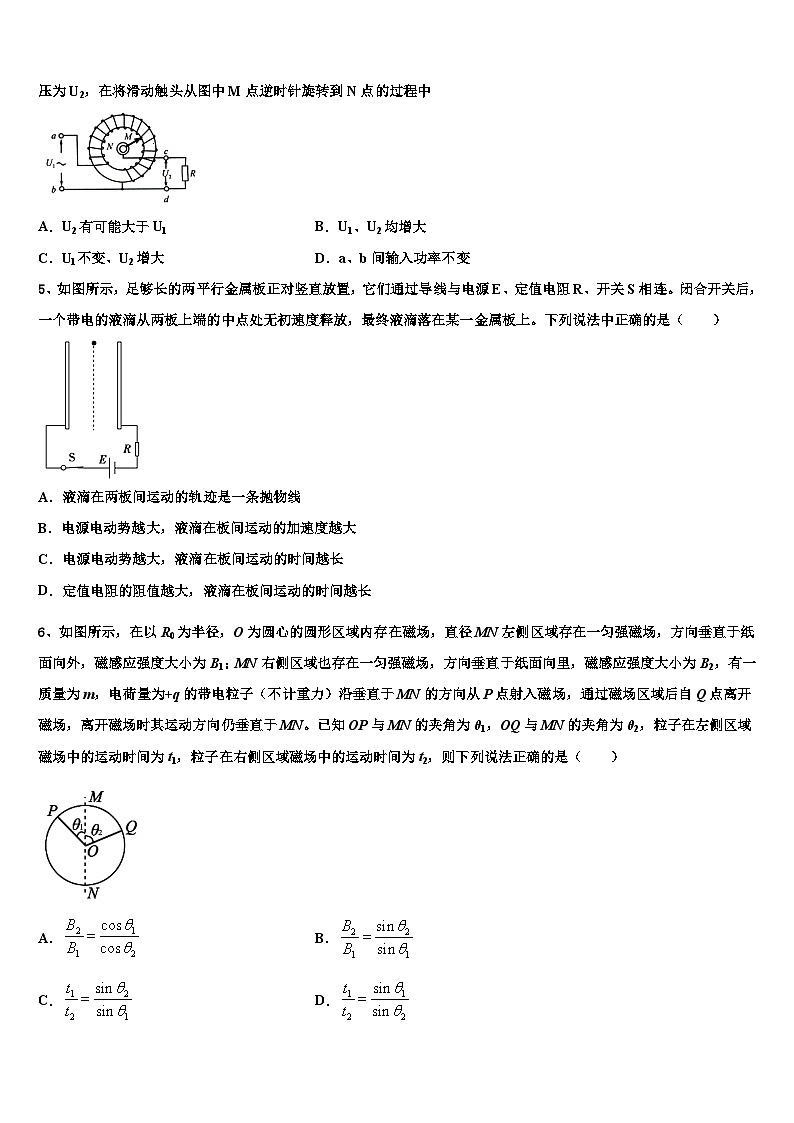 2022-2023学年云南省普洱市高三质量检查测试（4月）物理试题试卷第2页