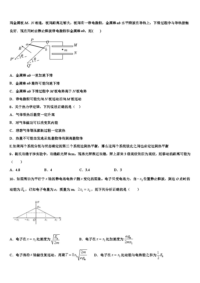 河北省唐山市2023届高三4月质量调研（二模）物理试题试卷03