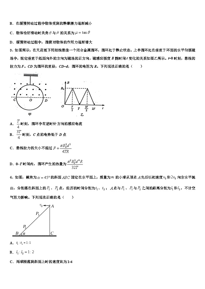 河北省永年县2022-2023学年高三5月份第一次质检试题（物理试题理）第2页