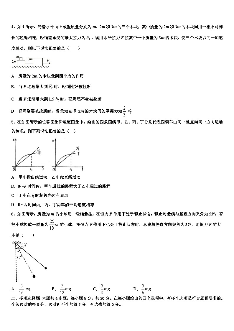 河北省磁县滏滨中学2023年高三下学期阶段性检测试题物理试题试卷第2页
