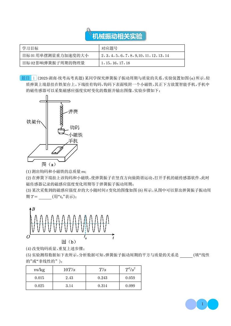 机械振动相关实验——2024年高考物理实验重难点（解析版）第1页