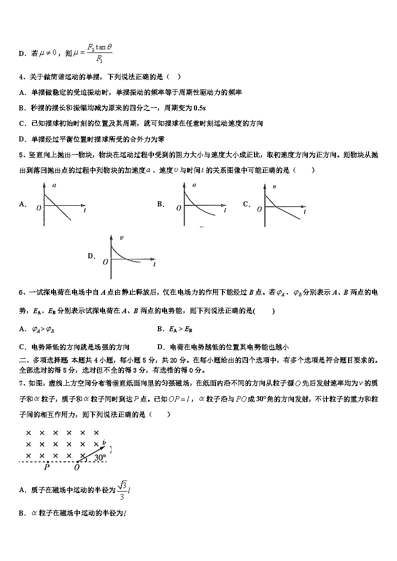 黑龙江省哈师大附中2022-2023学年高三3月联考物理试题试卷02