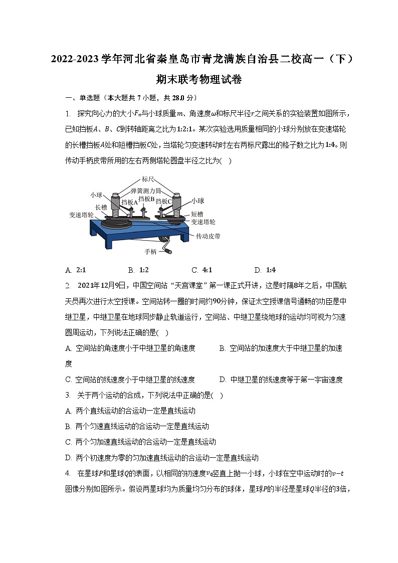 2022-2023学年河北省秦皇岛市青龙满族自治县二校高一（下）期末联考物理试卷（含解析）01