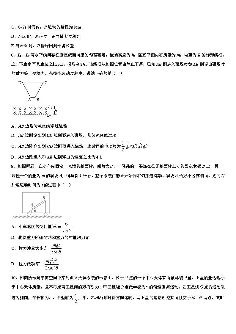 吉林省松原市实验高级中学2023年高三一轮摸底测试物理试题03