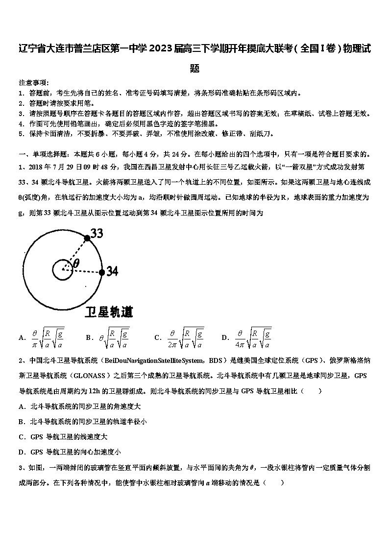 辽宁省大连市普兰店区2023届高三下学期开年摸底大联考（全国I卷）物理试题01