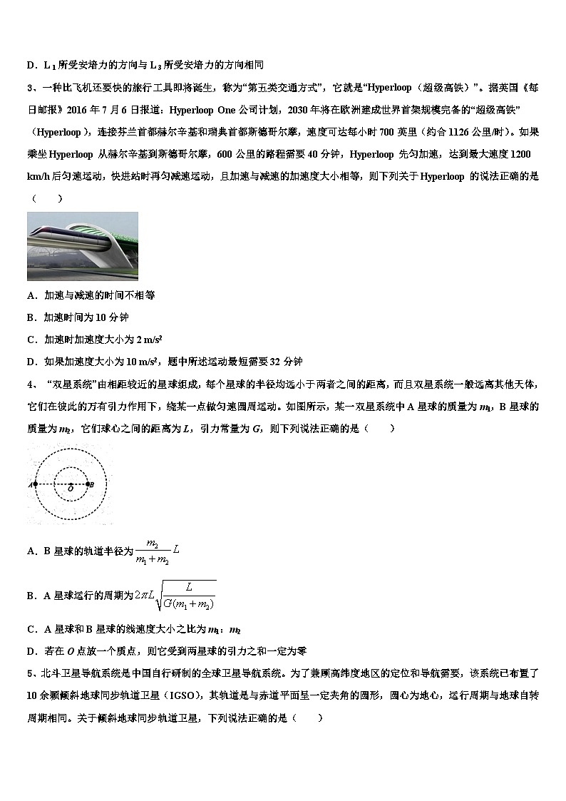 内蒙古呼和浩特市第六中学2023届高三四月调研测试物理试题试卷第2页