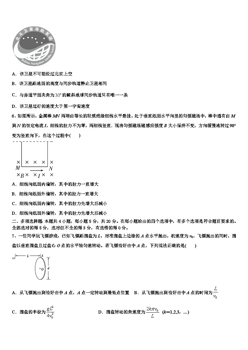 内蒙古呼和浩特市第六中学2023届高三四月调研测试物理试题试卷第3页
