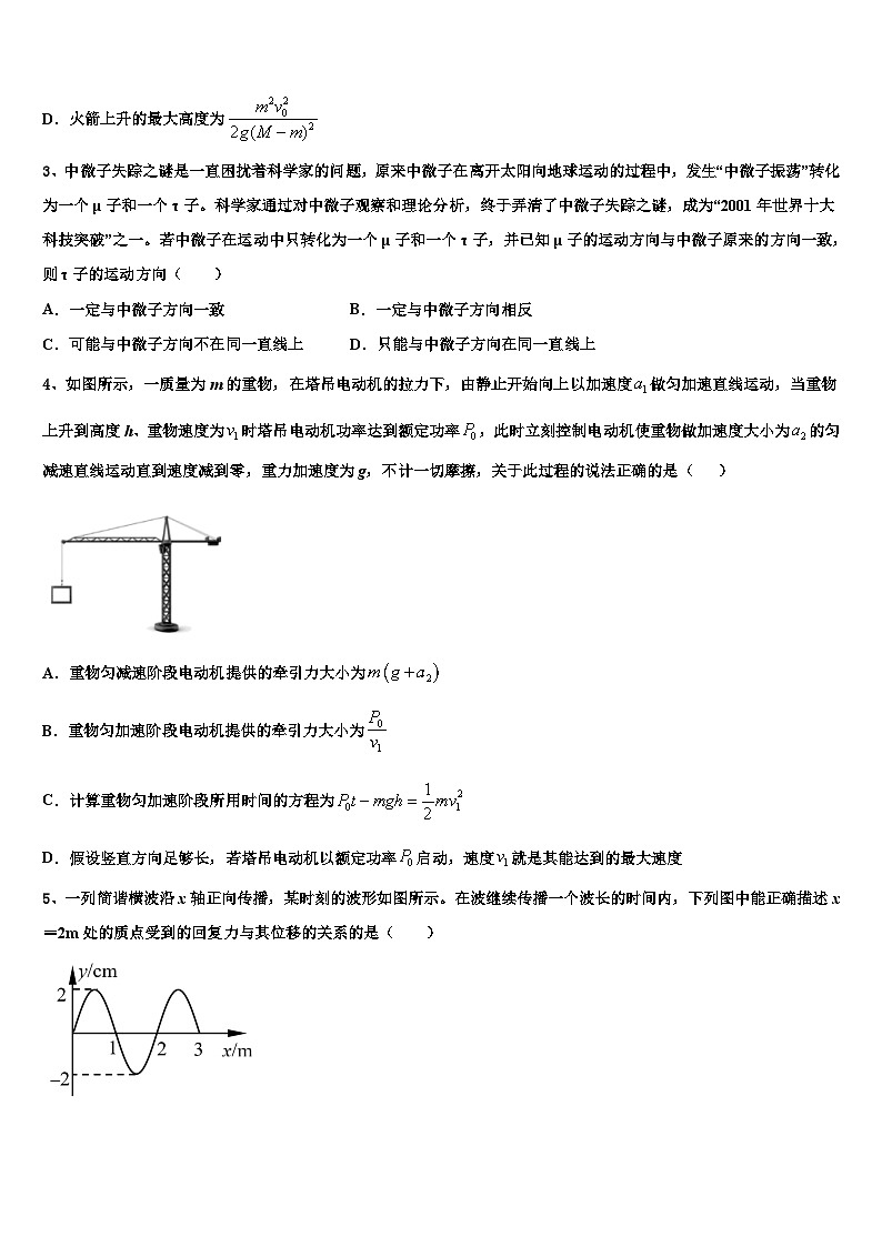 山东省蓬莱2022-2023学年高三第一次摸底物理试题第2页